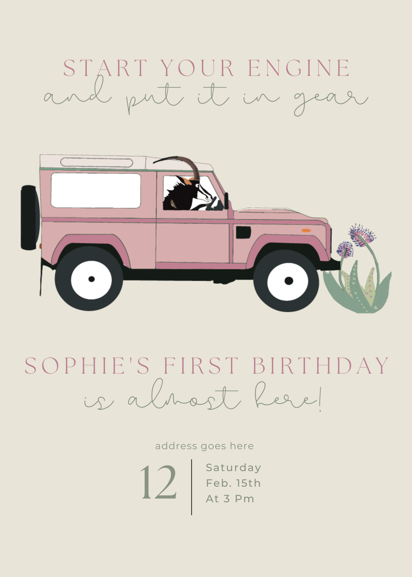 Sophie's Safari Birthday invitation